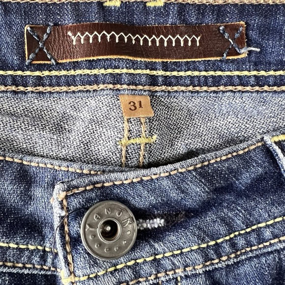 Yanuk Womens Jeans 31 Dreamer Stitch Flare Designer Stitching Medium Wash - Picture 2 of 14